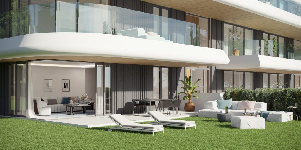 Costa del Sol – Neubau Erdgeschosswohnung mit Garten und Meerblick in Estepona